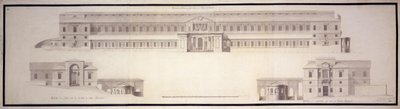 Natural History Cabinet, now Prado Museum. Elevation of the Main and Side Facades by Juan de Villanueva